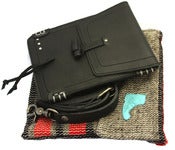 Image of No.90011 travel bag. black saddle leather