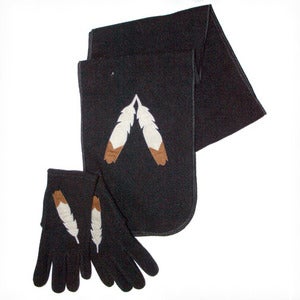 Image of Feather Glove and Scarf Set