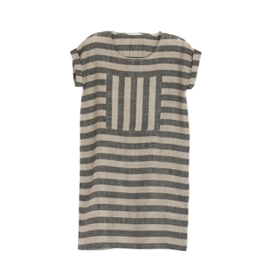 Enkidu Dress - Natural and Black Stripes
