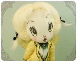 Image of  Lemon Chiffon - Mlle. Marie - Crinoline Fairy Rag Doll by the Filigree