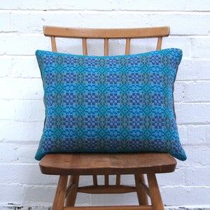 Image of Vintage Welsh Tapestry Cushion (Blue)