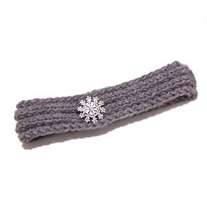 Image of Thin Grey Knit Headband with White Starburst