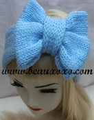 Image of Knitted Bow Headband Oversized Bow Cute Cosy Kawaii Lolita Ear Warmer in Baby Blue
