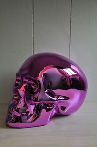 Image of Sacred Skull Ornament Chrome Blush Pink