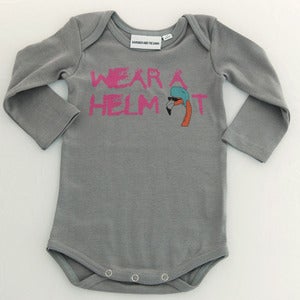 Image of Wear a Helmet Long Sleeve Romper Grey