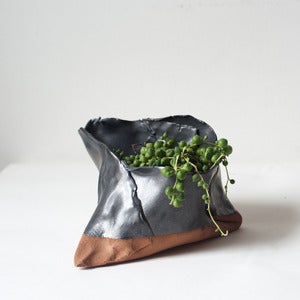 Image of Gunmetal on Hazelnut Free-Form Folded Planters