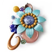 Image of Blue Flower Brooch by Joli Jewelry