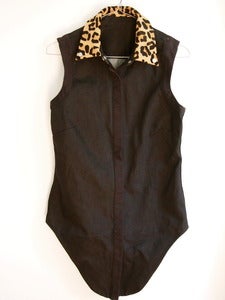 Image of KSUBI Stunning Conquista Shirt collar LEOPARD PONY HAIR SMALL