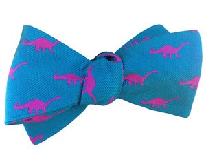 Image of Teal and Fuschia Diplodocus Dino Bow Tie