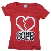 Image of 8 Bit Apparel Game Over Ladies Heather Red Scoop Neck 
