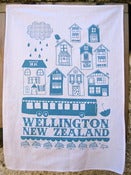 Image of Wellington New Zealand tea towel Blue