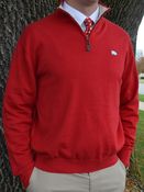 Image of Eildon Hills Red 1/4 Zip Pullover Sweater