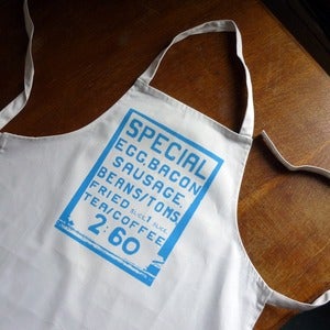 Image of Big Breakfast menu apron - sky blue