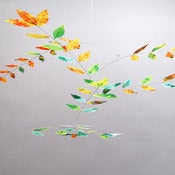 Image of Mint-Orange-Yellow Dappled Leaf Mobile by Moon-Lily Silk Mobiles