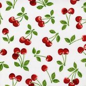 Image of Cherries on white cotton sateen swing skirt!