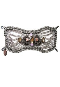 Image of Mosaic chainmaille and crystal applique cuff