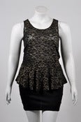 Image of Black Lace Peplum Plus Size Top