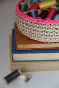 Image of Jute Bowl - Neon Pink Trim