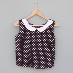 Image of Polka Dot Crop Top with Peter Pan Collar by Kee Boutique 