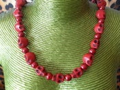Image of Blood Red Sugar Skull Candy Skull Stone Effect Necklace Day of the Dead Día de Muertos