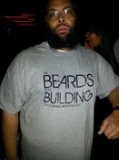 Image of BEARDS IN THE BUILDING T-SHIRT GREY WITH BLACK PRINT