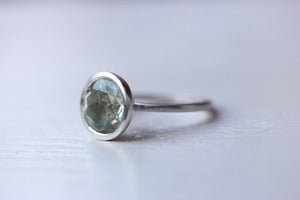 Image of puddle of colour ring - facetted green amethyst