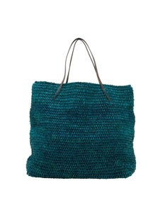 Image of CALYPSO RAFFIA AZURE BLUE TOTE BY MICHAEL STARS 40% off