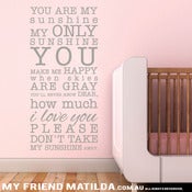 Image of You Are My Sunshine  My Only Sunshine Wall Decal Sticker