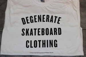 Image of Degenerate 'Varsity' logo t WHITE
