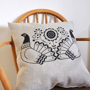 Image of Bantam cushion cover - Hand Printed on Natural Linen