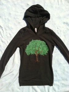 Image of dancing tree - ladies soft thermal hoody - black