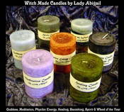 Image of Witch Made Pillar Candles: Meditation Spirit Psychic Energy Goddess Banishing Dreams Healing Sabbath