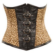 Image of Leopard with Faux Leather and Buckles
