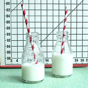 Image of Pair of Glass School Milk Bottles