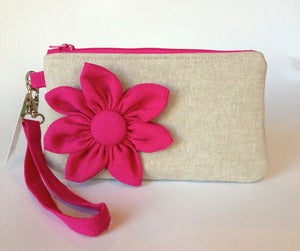 Image of Pink Flower Wristlet