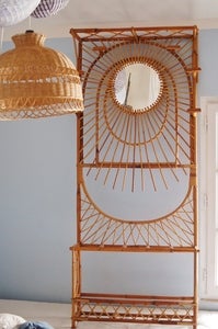 Image of Vestiaire miroir soleil rotin vintage