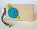 Image of Turquoise Rolled Flower Wristlet