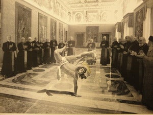 Image of "Breakdancing Jesus" half-tone silkscreen by Cosmo Sarson