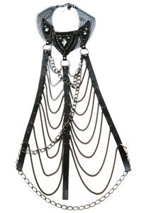 Image of X-Ray leather, crystal and mixed metal harness necklace