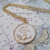 Image of Anchor Pendant in Gold/White