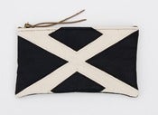 Image of -S O L D- a large black + white hand painted geometric zip clutch with a METAL zipper