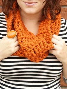 Image of Pumpkin Spice, crocheted infinity cowl