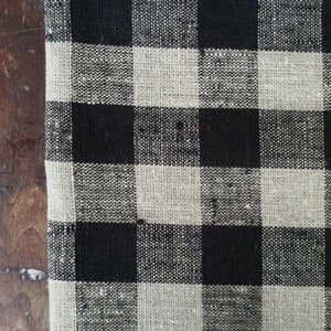 Image of Thick Linen Kitchen Cloth: Black Natural Check
