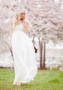 Image of Ivory Empire Waist Sheath Wedding Dress