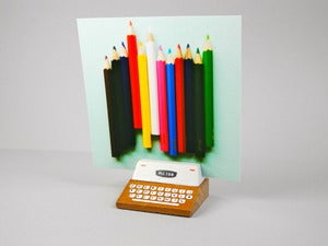 Image of Wooden typewriter picture and card holder