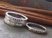 Image of Wider Band Personalized, Hand Stamped, Fine Silver Stacking Rings - Thicker Version