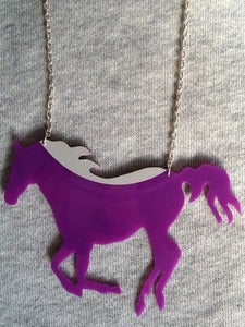 Image of Vinyl record necklace Purple Horse