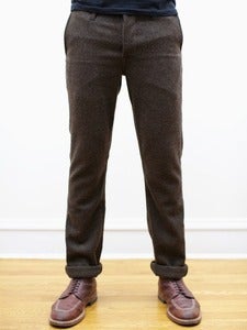 Image of Brown Japanese Wool Flannel Tailored Chinos