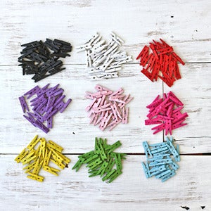 Image of Tiny Coloured Wooden Pegs