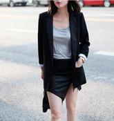 Image of Black Patent Pencil Skirt With Split